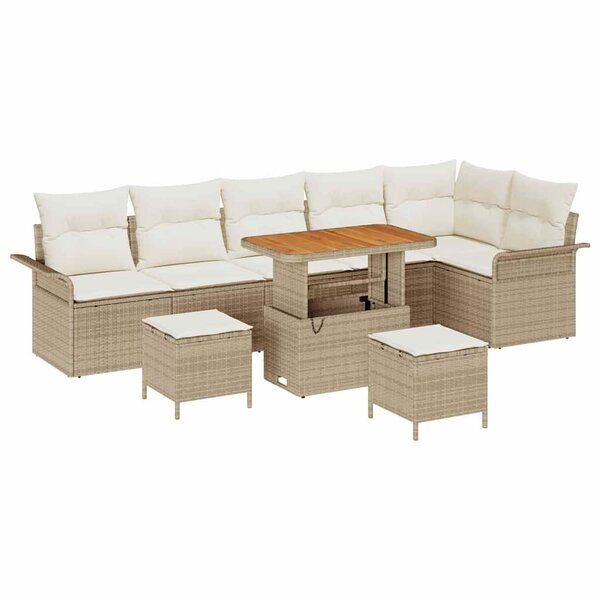 vidaXL Ensemble de canapé de jardin avec coussin 9 Pièces Beige et crème