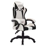 Chaise fauteuil siège pivotante de bureau informatique étude de jeux vidéo avec LED RVB et similicuir multicolore 02_0024198