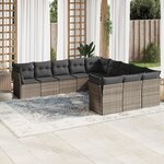 vidaXL Salon de jardin 11 Pièces avec coussins gris clair résine tressée
