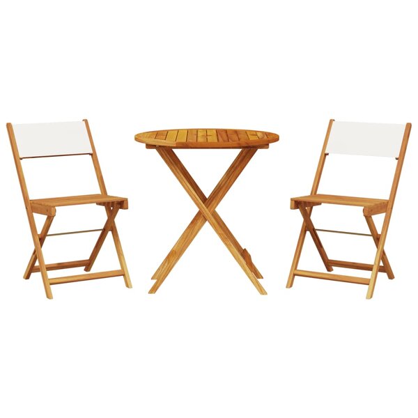 vidaXL Ensemble de bistro 3 Pièces blanc crème tissu et bois massif