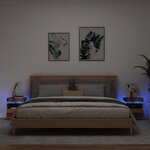 vidaXL Armoires de chevet et lumières LED 2Pièces vieux bois 40x39x48 5cm