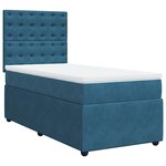 vidaXL Sommier à lattes de lit avec matelas bleu 90x200 cm velours