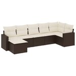 vidaXL Salon de jardin avec coussins 7 Pièces marron résine tressée