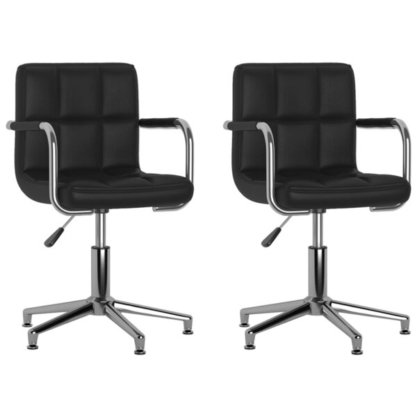 vidaXL Chaises à manger pivotantes lot de 2 Noir Similicuir
