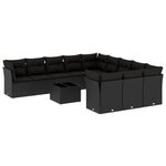 vidaXL Salon de jardin 12 Pièces avec coussins noir résine tressée