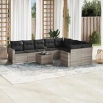 vidaXL Salon de jardin avec coussins 10 Pièces gris clair résine tressée