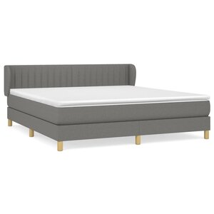 vidaXL Sommier à lattes de lit avec matelas Gris foncé 180x200cm Tissu