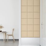 vidaXL Panneaux muraux 12 Pièces Crème 30x30 cm Tissu 1 08 m²