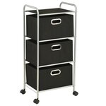 vidaXL Unité à étagères avec 3 boîtes de rangement Acier et tissu