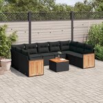 vidaXL Salon de jardin 10 Pièces avec coussins noir résine tressée