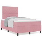Lit boxspring vidaXL avec matelas rose en velours  petit double