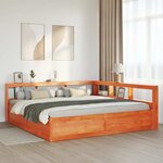 vidaXL Lit bibliothèque sans matelas cire marron 200x200 cm pin massif