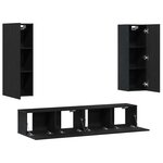 vidaXL Ensemble de 4 meubles TV muraux en chêne noir en bois d'ingénierie