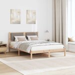 vidaXL Cadre de lit avec tête de lit Taupe 160 x 200 cm Pin massif