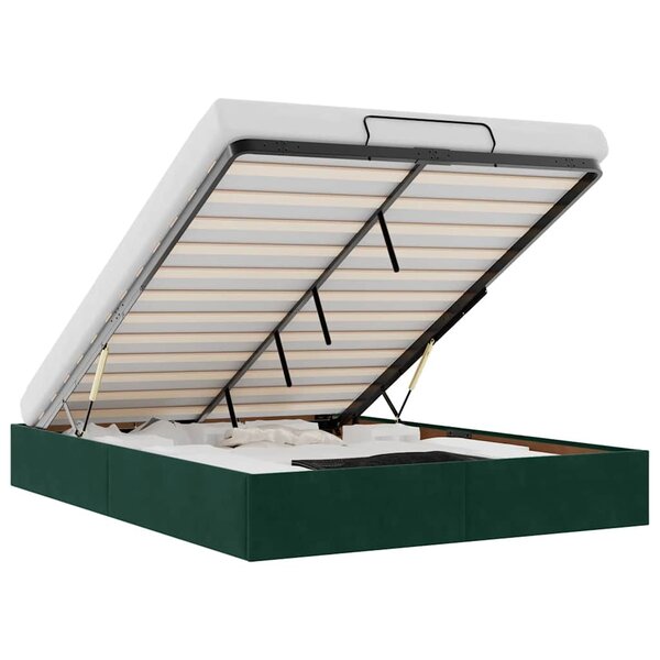 vidaXL Cadre de lit ottoman sans matelas vert foncé 140x200 cm velours