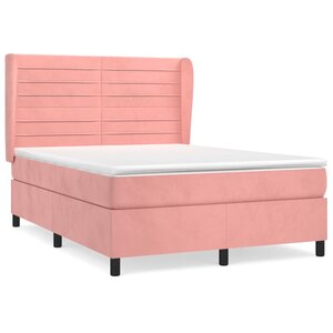 vidaXL Sommier à lattes de lit avec matelas Rose 140x190 cm Velours