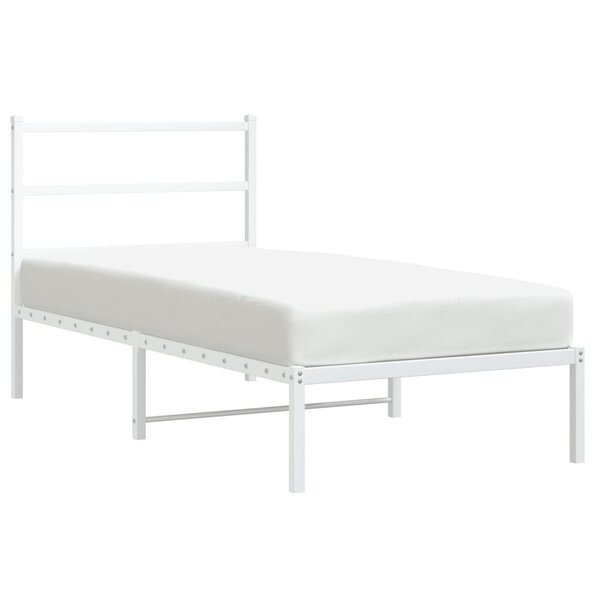 vidaXL Cadre de lit métal sans matelas avec tête de lit blanc 90x200cm