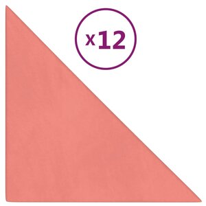 vidaXL Panneaux muraux 12 Pièces Rose 30x30 cm Velours 0 54 m²