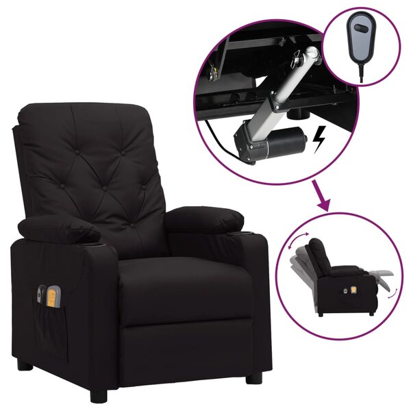 vidaXL Fauteuil électrique de massage Noir Similicuir