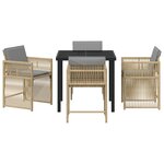 vidaXL Ensemble de salle à manger de jardin de 5 pièces avec coussins Beige Poly Rattan