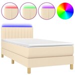 vidaXL Sommier à lattes de lit avec matelas LED Crème 80x200 cm Tissu