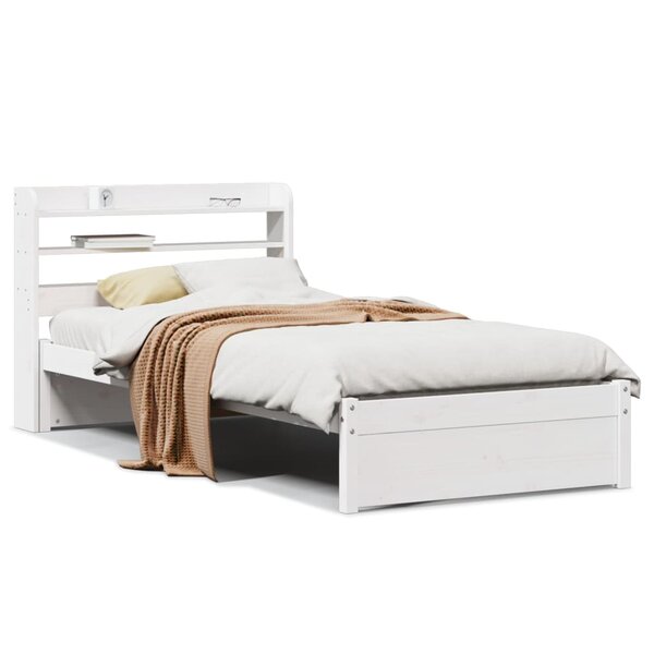 vidaXL Cadre de lit avec tête de lit sans matelas blanc 75x190 cm