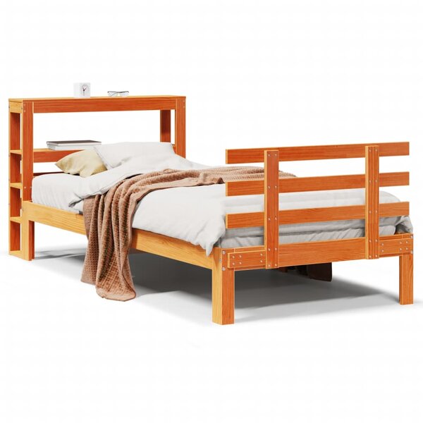 vidaXL Cadre de lit avec tête de lit sans matelas cire marron 90x190cm