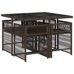 vidaXL Ensemble à manger de jardin 5 Pièces et coussins marron poly rotin