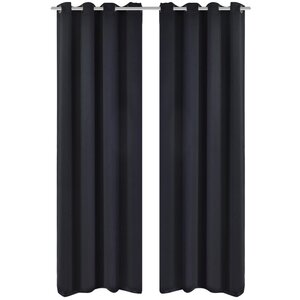 vidaXL Rideau occultant 2 Pièces avec œillets métalliques 135x175 cm Noir