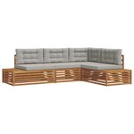 vidaXL 5 pc Ensemble de canapés d'extérieur Gris Naturel et Clair