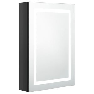 vidaXL Armoire de salle de bain à miroir LED noir brillant 50x13x70 cm