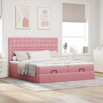 vidaXL Cadre de lit ottoman avec matelas rose 200x200 cm velours