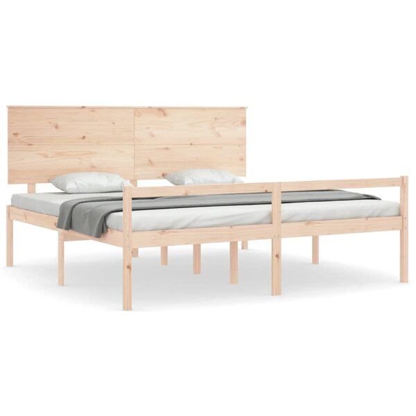 vidaXL Lit pour personne âgée et tête de lit 200x200 cm bois massif