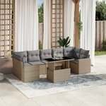 vidaXL Salon de jardin avec coussins 8 Pièces beige résine tressée