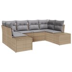 vidaXL Ensemble de Canapé de Jardin 6 pièces avec Coussins Beige Rattan