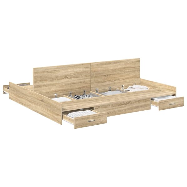vidaXL Cadre de lit avec rangement Chêne Sonoma 180 x 200 cm