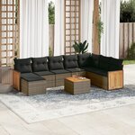 vidaXL Salon de jardin 9 Pièces avec coussins gris résine tressée