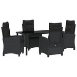 vidaXL Set de dîner de jardin de 5 pièces avec coussins noir en poly rattan