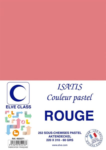 Paquet de 252 Sous-chemises 60 g 220 x 310 mm ISATIS Coloris Pastel Rouge ELVE