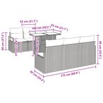 Canapés de jardin 7 pièces avec coussins gris clair poly rotin