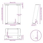 vidaXL Pieds de table basse en U 2 pièces Acier naturel 30 x (30-31) cm Acier