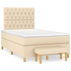 vidaXL Sommier à lattes de lit avec matelas crème 120x190 cm tissu