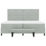 vidaXL Lit à ressort avec matelas et banc gris clair 200x200 cm velours