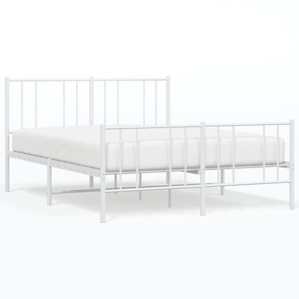 vidaXL Cadre de lit métal avec tête de lit/pied de lit blanc 120x190cm