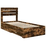 vidaXL Cadre de lit Chêne Fumé et Argent 75 x 190 cm Bois d'ingénierie