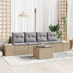 vidaXL Ensemble de canapé de jardin 5 pièces avec coussins Beige poly rotin