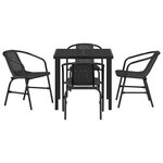 vidaXL Ensemble de jardin 5 pièces Noir Poly Rattan
