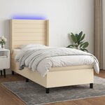 vidaXL Sommier à lattes de lit matelas et LED Crème 90x190 cm Tissu