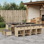 vidaXL Ensemble à manger de jardin coussins 13 Pièces mélange beige rotin