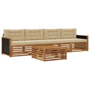 vidaXL Ensemble de canapés d'extérieur 5 pc Naturel et Beige
